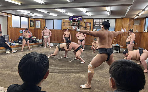 阿武松部屋の朝稽古を見学！